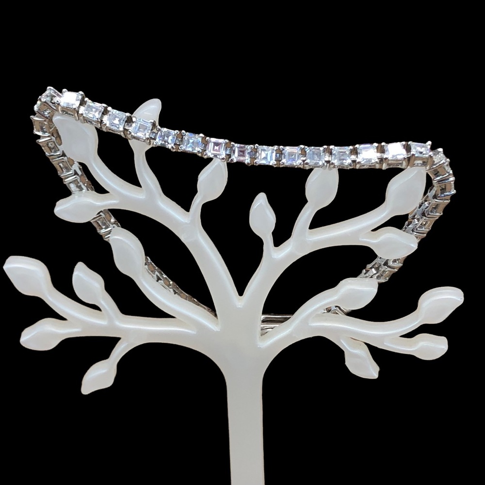 Sterling Silver Tennis Bracelet Crystals Stamped NEJ 925 Safety Clasp 7".